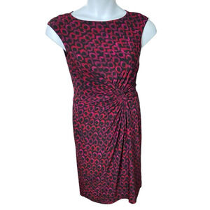 Lauren Ralph Lauren Cap Sleeve Red Purple Print Fitted Dress Size 6